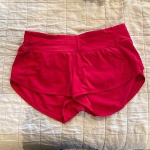 Red lululemon speed up shorts